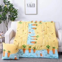 2 in 1 car multifunctional printing pillow foldable square throw pillow home office car air conditioning quilt warm nap blanket