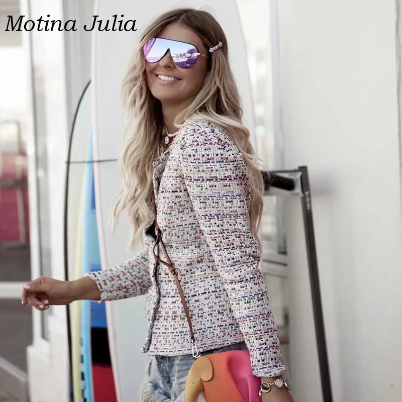 Женский твидовый костюм motin julissa элегантный из двух предметов клетчатая твидовая