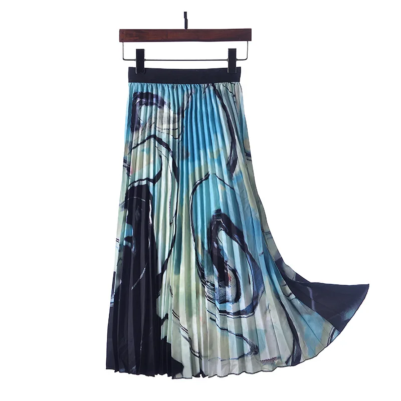 Повседневная Женская длинная Радужная плиссированная юбка с высокой талией VD2312 |