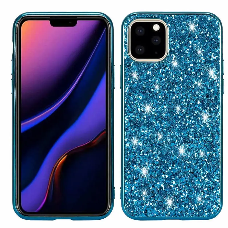 blue Чехол для iphone 11 i phone11 pro max Блестящий силиконовый чехол с блестками для iphone 11 с блестящими кристаллами - Цвет: blue