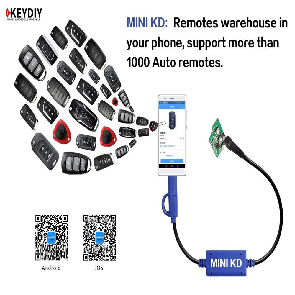 (1 комплект) KEYDIY Mini KD пульты дистанционного управления генератором ключей