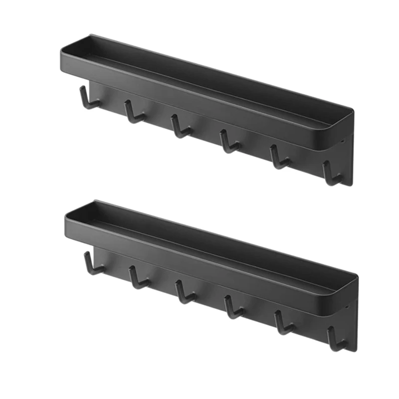 

2 Pcs Key Holder With Shelf,Wall Key Board With Small Storage Box 6 Hooks,For Living Room,Bathroom,Entrance,Bedroom,Etc