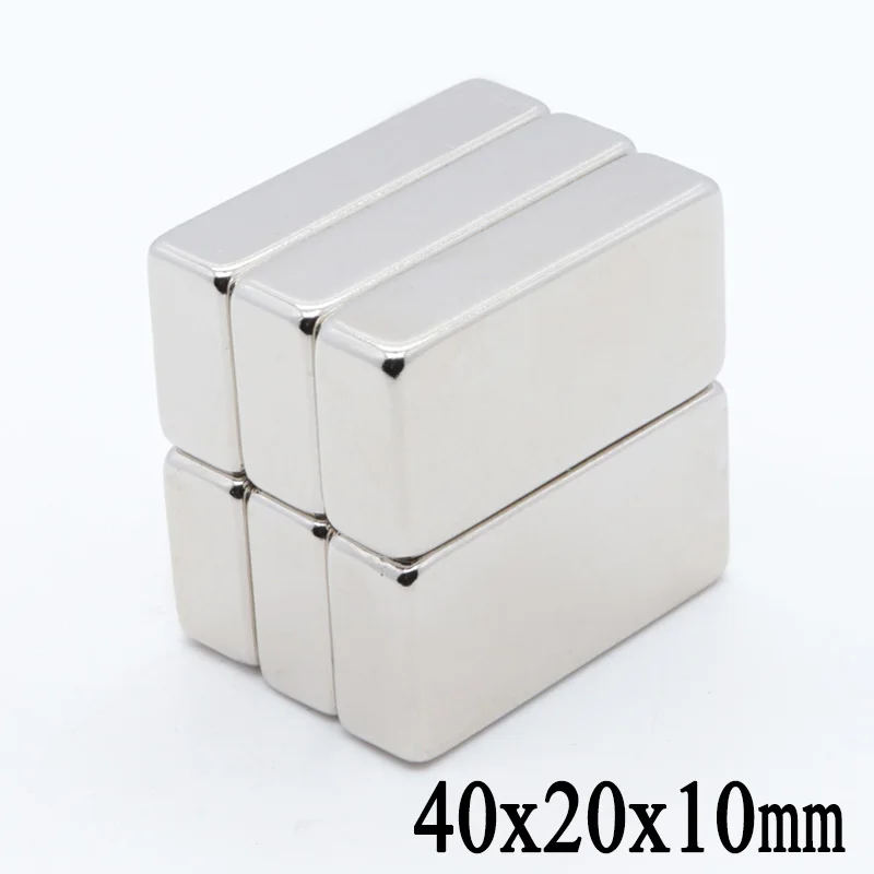 Магнит 40x20x10 мм N35 Сильный квадратный неодимовый редкоземельный магнит 40*20*10