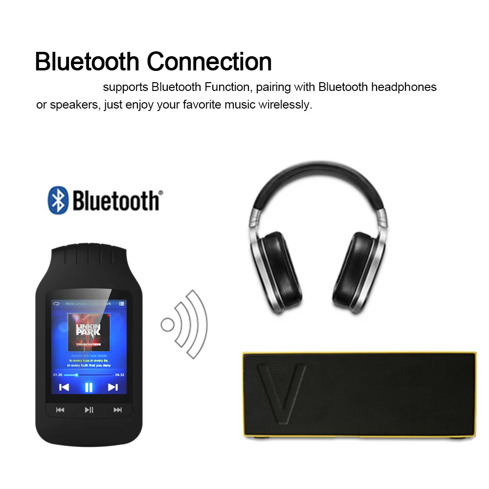 Bluetooth MP4 плеер 8 Гб спортивный мини клип HD MP4 музыкальный плеер Поддержка шагомер FM радио Запись слот для sd-карты 1,8 дюймов 1037