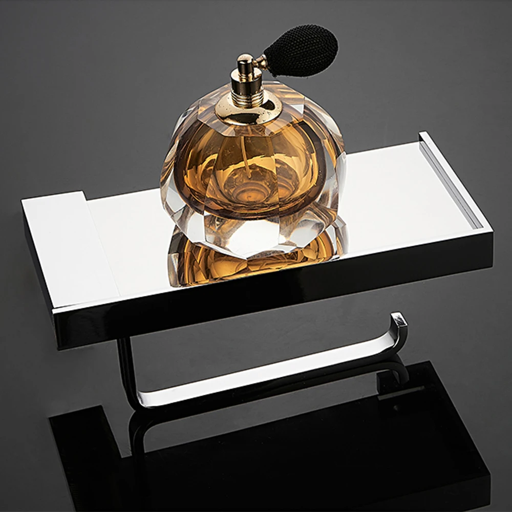 taicute fashion toilet paper holder with phone shelf stainless steel tissue paper roll hanger wall mount wc bathroom accessories free global shipping