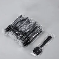 100pcs disposable plastic spoon fork individually packed party cake ice cream salad fruit dessert tools