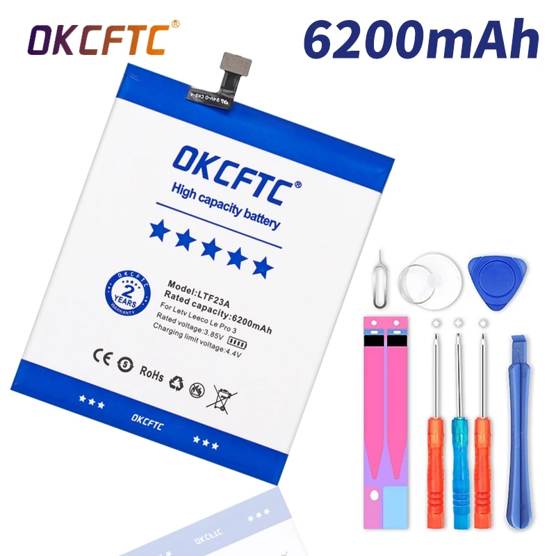 

OKCFTC Original Good quality Real LTF23A 6200mAh Battery For Letv LeEco Le Pro 3 X720 X722 X728 Battery Replacement