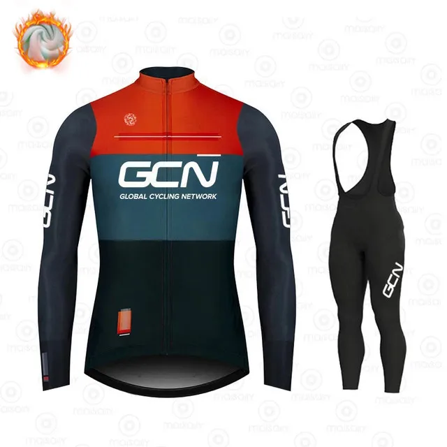 

2022 GCN Winter Cycling Clothing Men Long Sleeve MTB Ropa Ciclismo Bib Pants New Thermal Fleece Bike Clothes Cycling Jersey set