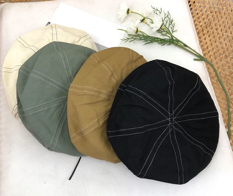 

Bud Hat Women's Spring And Summer Thin Joker Beret Solid Color Painter Hat Women's Octagonal Hat Women's Autumn Tide