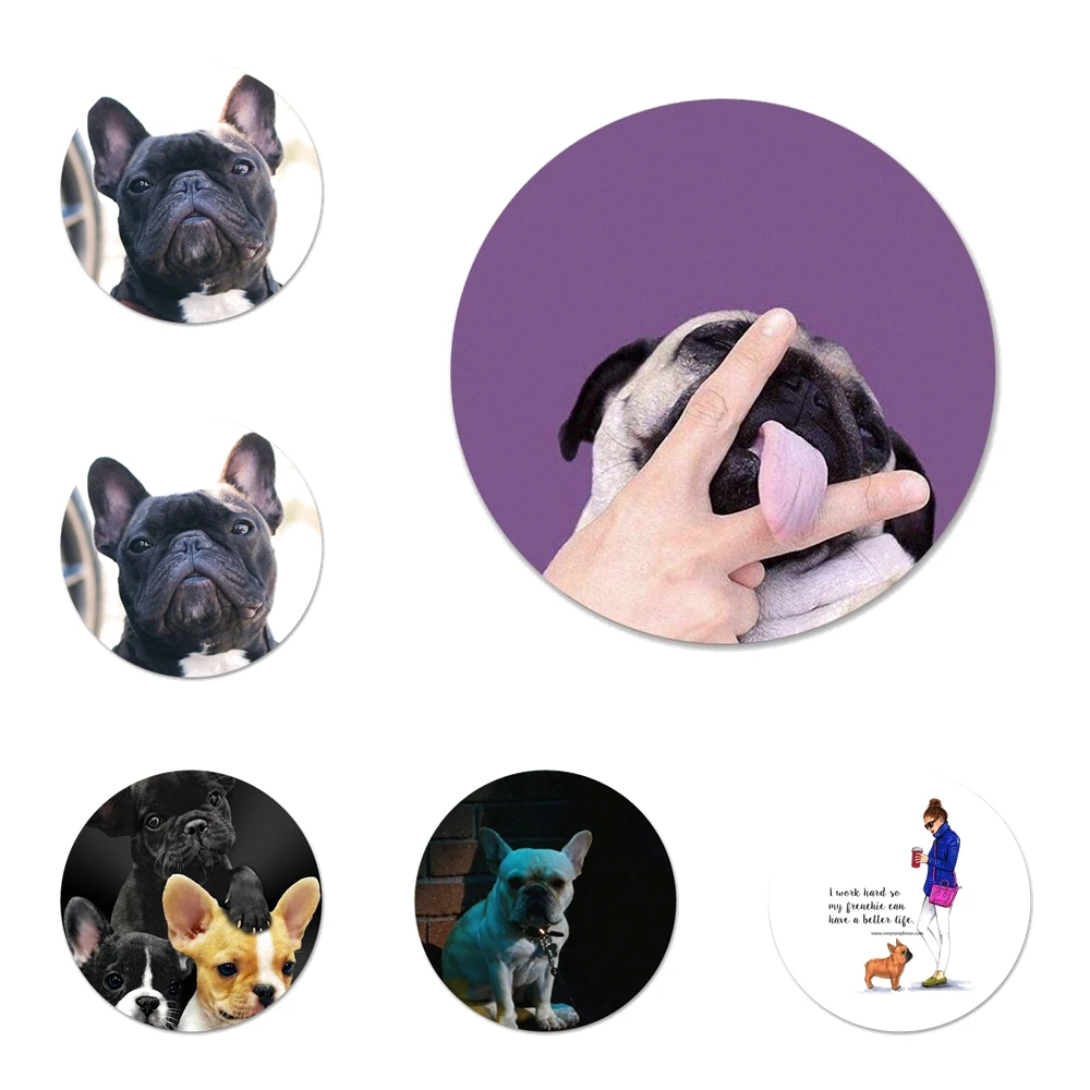 

58mm French Bulldog Cool Icons Pins Badge Decoration Brooches Metal Badges For Clothes Backpack Decoration