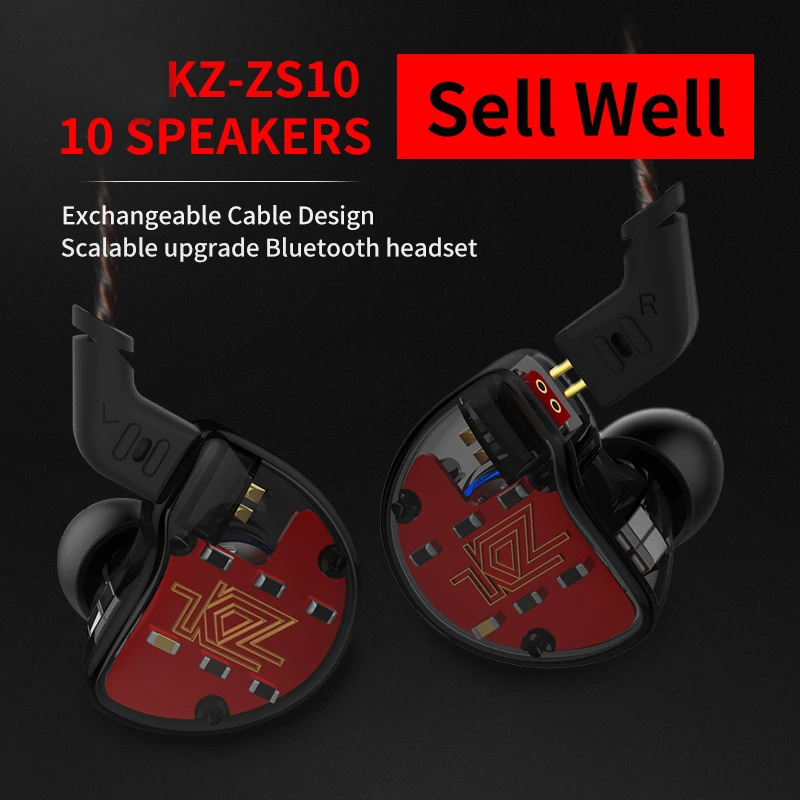 

KZ ZS10 Earphones 4BA +1DD Hybrid technology In Ear Monitor Sport Earbuds Noise Cancelling HIFI Bass Gaming Headset For Phone
