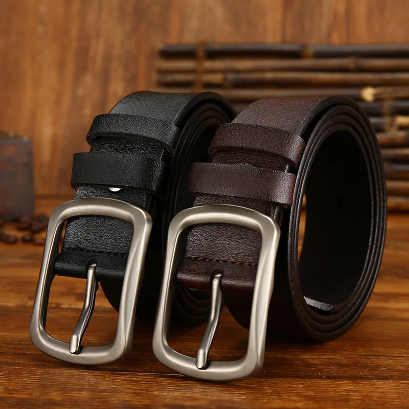 Мужской ремень из натуральной коровьей кожи роскошный высококачественный