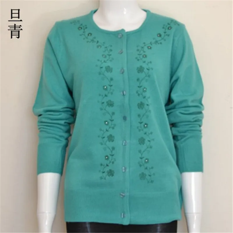 Women's Embroidery Tops Sweater Fashion All-Match Mother Clothing Cardigan Women Plus Large Size Shirt XXXL 4XL |