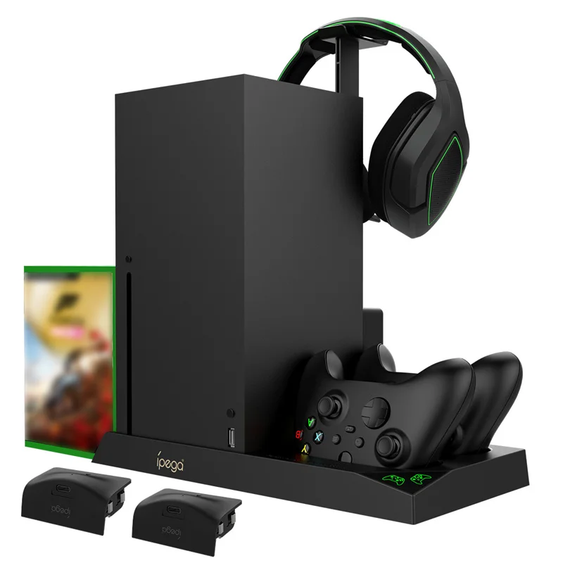 

IPEGA PG-XBX013 Xbox Series X Host Cooling Fan Base for XSX Dual Battery Handle Seat Type C Charging With Headphone Stand