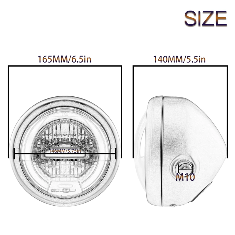 Мотоцикл Cafe Racer Bobber 6 5 дюймов светодиодная фара Янтарный Белый с крепежным