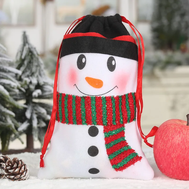 

Christmas Tote Bag Gift Holders Linen Cloth Large-capacity Drawstring gift bag Cartoon Embroidered Holiday party Treat Bags