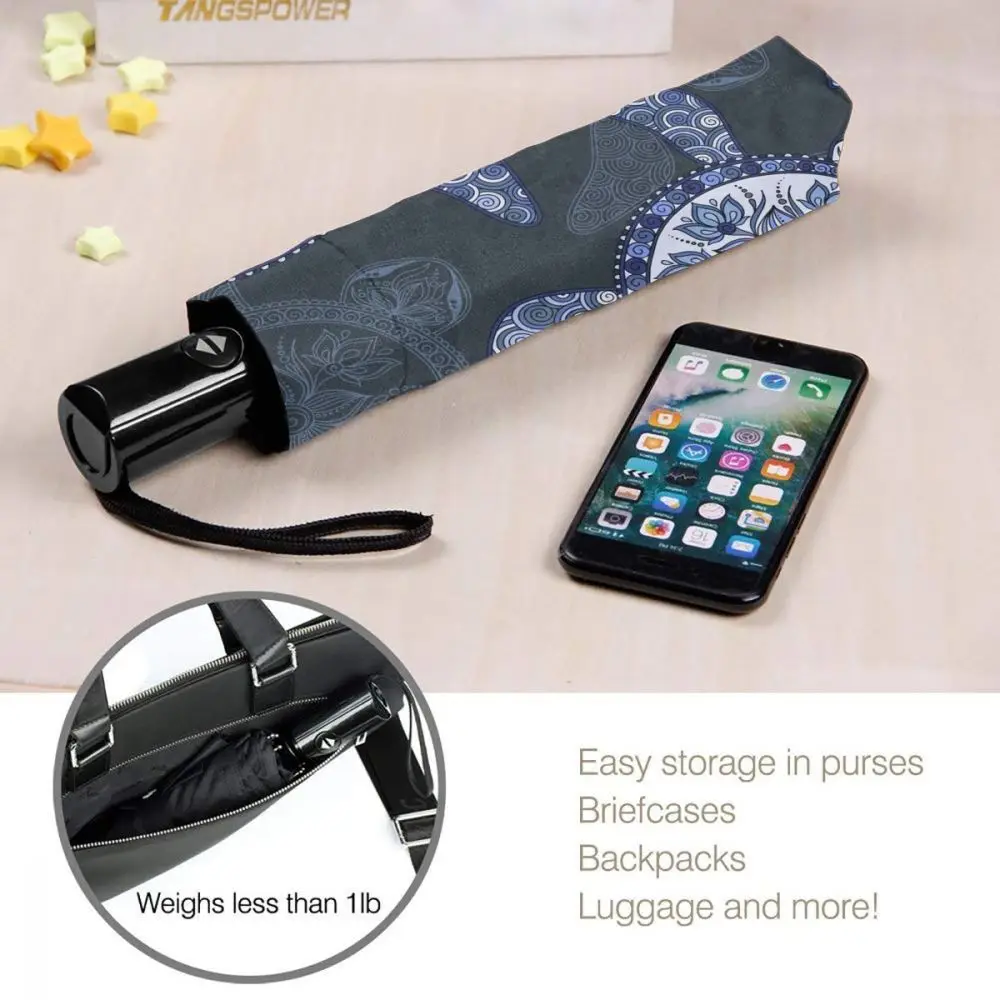 

Automatic Umbrella Rain Women Three-folding Umbrella Mandala Turtles Windproof Umbrella Female Waterproof parasol