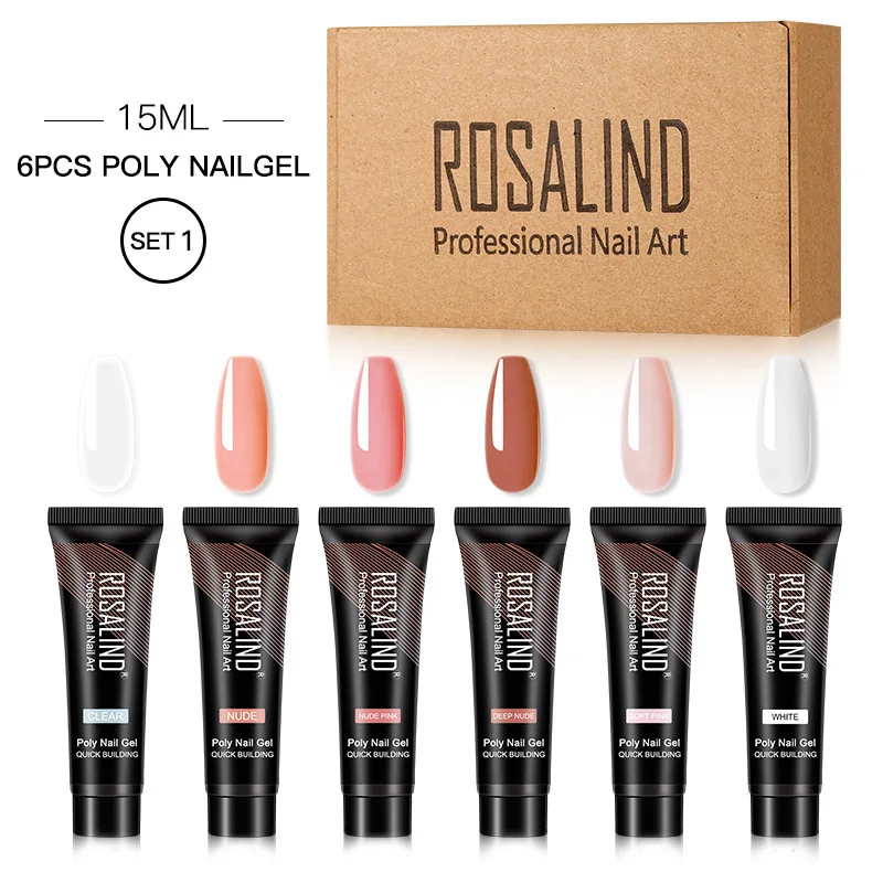 

ROSALIND Gel Polish Set 6PCS/Kit 15ml Extension Nails Art Design Semi Permanent UV Gel Polish All For Manicure Poly Nail Gel Kit