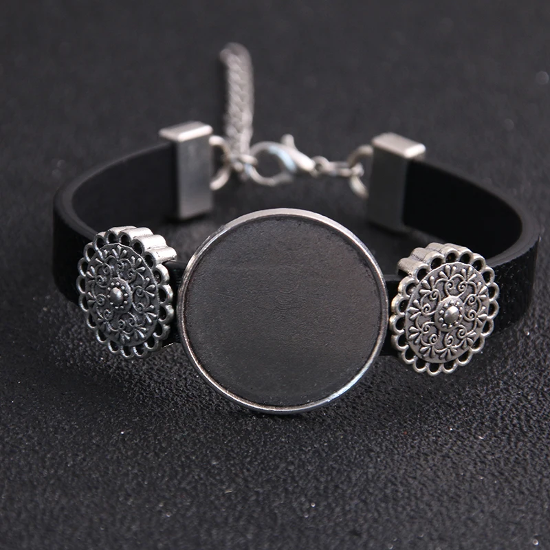 

1 шт. 6 видов цветов Pu кожаный браслет веревочки Бланк лоток База подходит для 25 мм Стекло Рельеф Круглый DIYJewelry ручной работы найдено