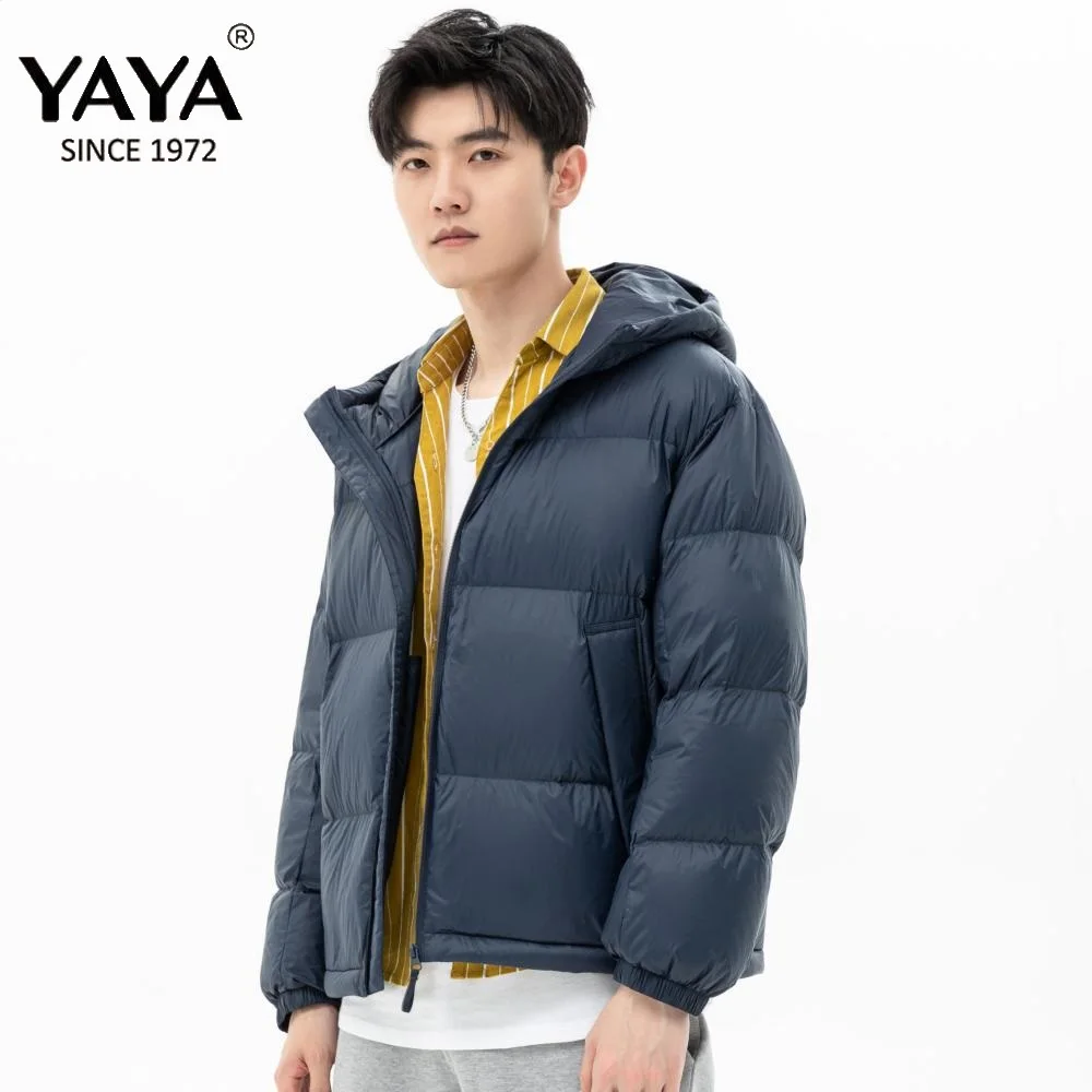 YAYA 2021 Winter Men's  90% White Duck Down Jacket Hooded Couples Style Thick Puffy Coat Windbreak Business Casual Warm Outwear