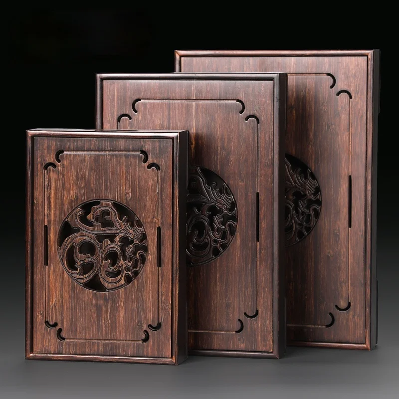 

Антикварный бамбуковый чайный поднос, плотная деревянная тарелка из эбенового дерева, китайский чайный поднос, дренажный поднос для хранен...