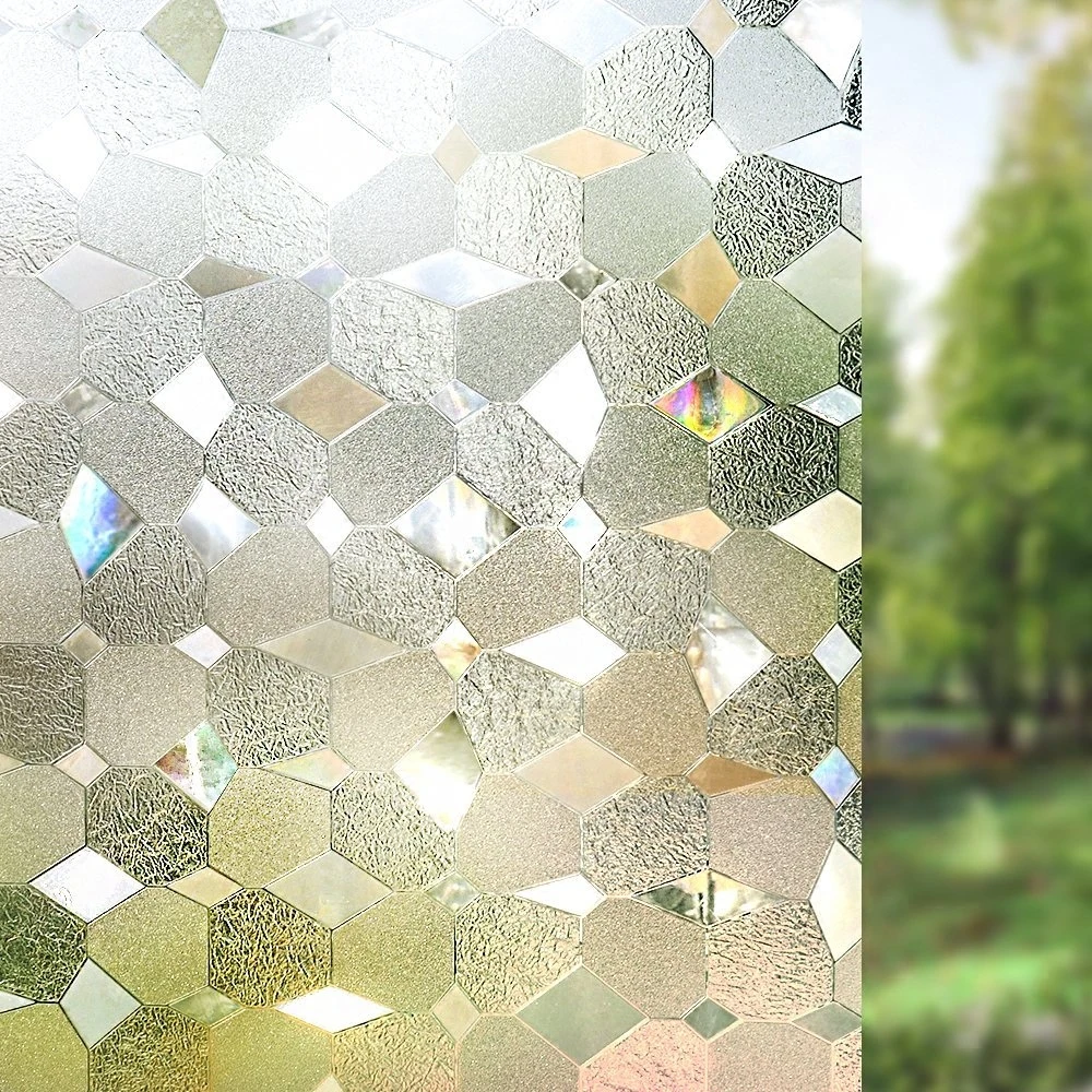 Статическая липкая стеклянная пленка длиной 100 см 3D лазерная ПВХ Геометрическая