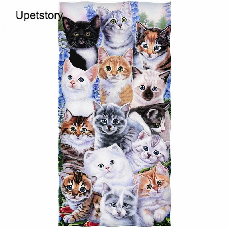 

Upetstory Cotton Towels Cartoon Cat Bath Hair Towels Beach Dry Towel Bathroom Absorbent Shower Face Towel Children Cute Towel