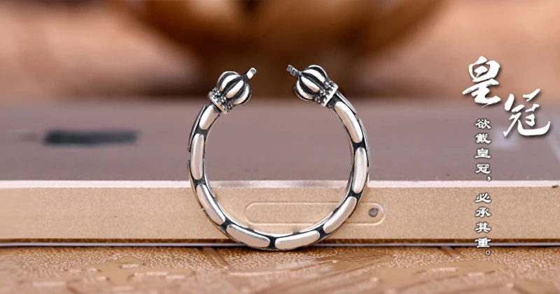 Женское Винтажное кольцо в виде короны из серебра 100% пробы|Кольца| |