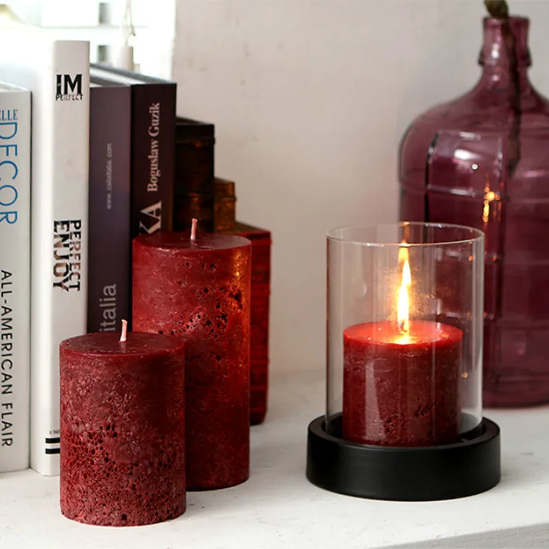 

Red Wedding Creative Candles Pillar Soy Smokeless Handmade Candles Romantic Christmas Vela Led Decorativa Home Decor DE50LZ