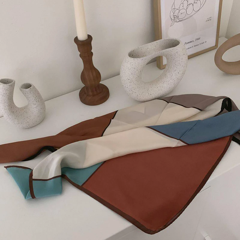 Matching Chiffon Silk Hair Tie Headbands Vintag Bandana Bag Work Neckerchife