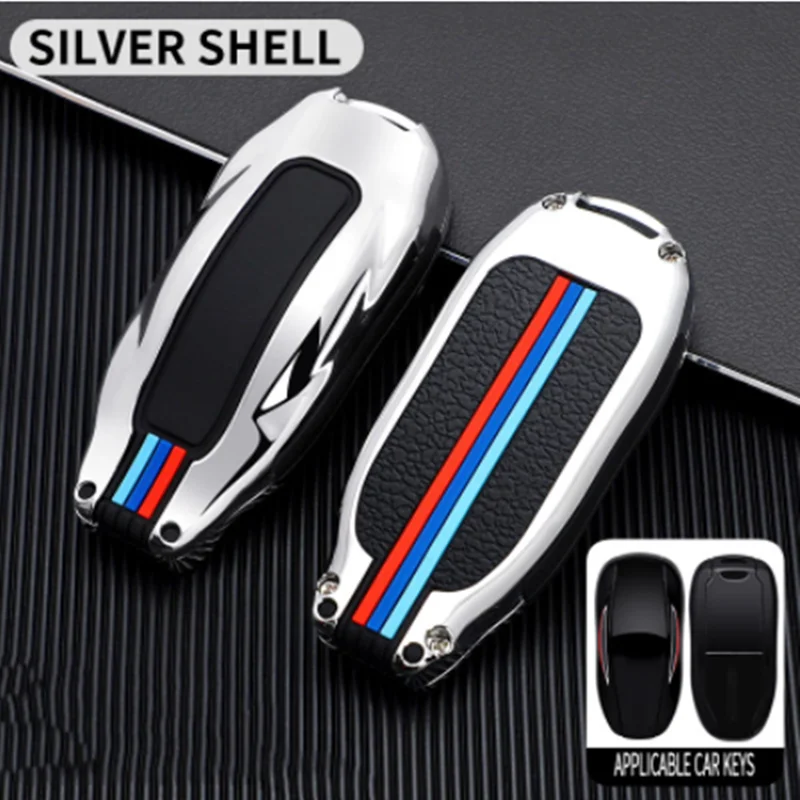 

Car Key Case Cover with Belt Aluminum Alloy Key Shell Storage Bag Protector for Tesla Model S Model 3 Model X Accessories Car Ke