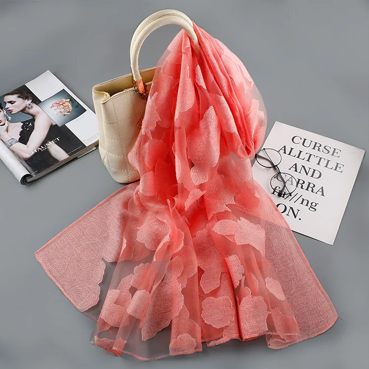 

Fashion Women Scarf Shawl Autumn spring new cotton and linen lace patchwork scarf female rose cut pure color scarf shawl length