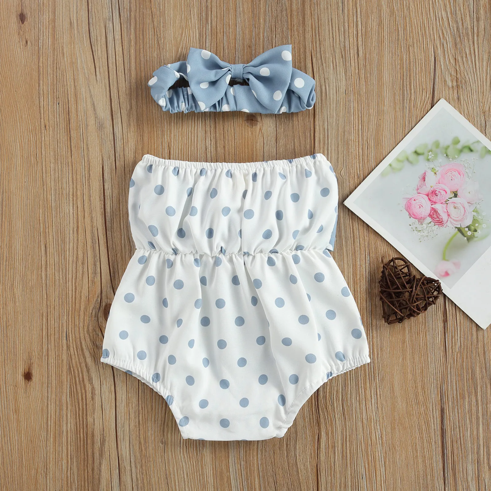 

Pudcoco 2021 Summer 0-18M Baby Girl 2Pcs Set Blue Big Bow Polka Dot Print Sleeveless Bodysuit+Headband Toddler Outfit Clothes
