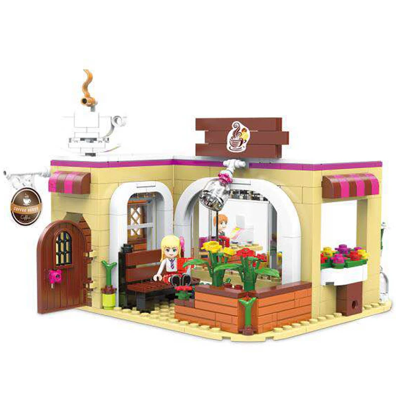 

City Girls Series 12011 The Coffee Store Set New 426Pcs Building Blocks Bricks Educational Funny Kid Toys Birthday Gifts