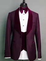 jeltonewin latest coat pant designs burgundy custom velvet shawl lapel tuxedo for men groom suits for wedding best man blazer