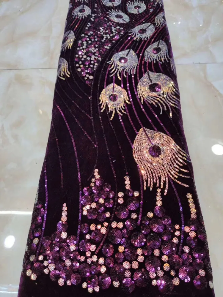 Модная бархатная вышивка с перьями Феникса расшитая блестками