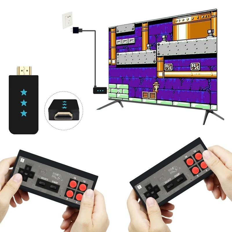 

USB Беспроводная портативная ТВ Видео игровая консоль Встроенная 568 Классическая 8-битная игровая мини-консоль двойной геймпад HDMI-совместимы...