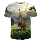 Детская футболка с рисунком динозавра, Повседневная летняя футболка с 3D рисунком парка Юрского периода для мальчиков и девочек, 2021 год