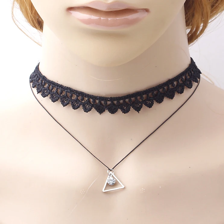 Ожерелье пикантные Чокеры в готическом стиле черного цвета с бахромой и