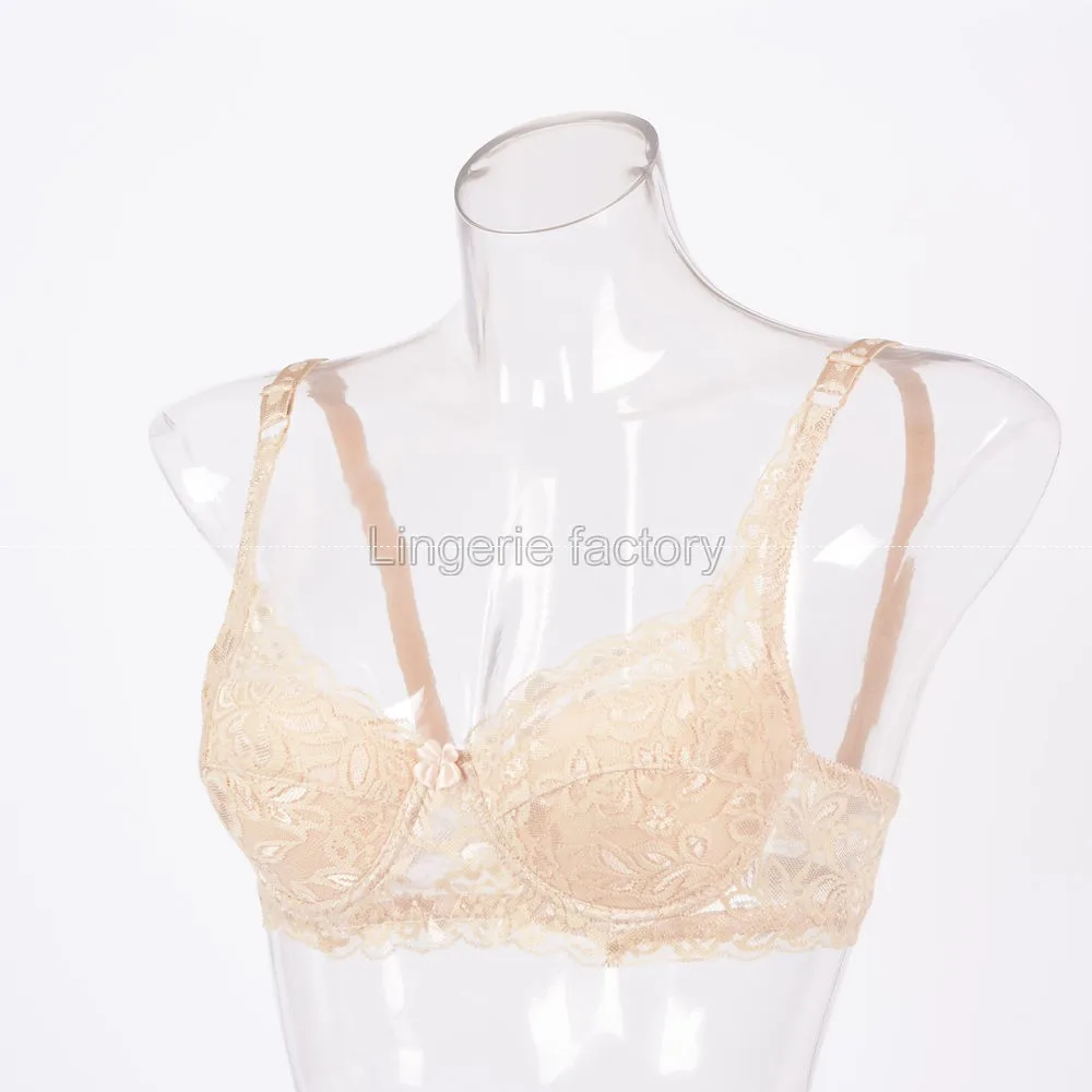 OEM Women Sexy Underwire Padded Up Embroidery Lace Bra 32 34 36 38 40 B Cup Brassiere Bras