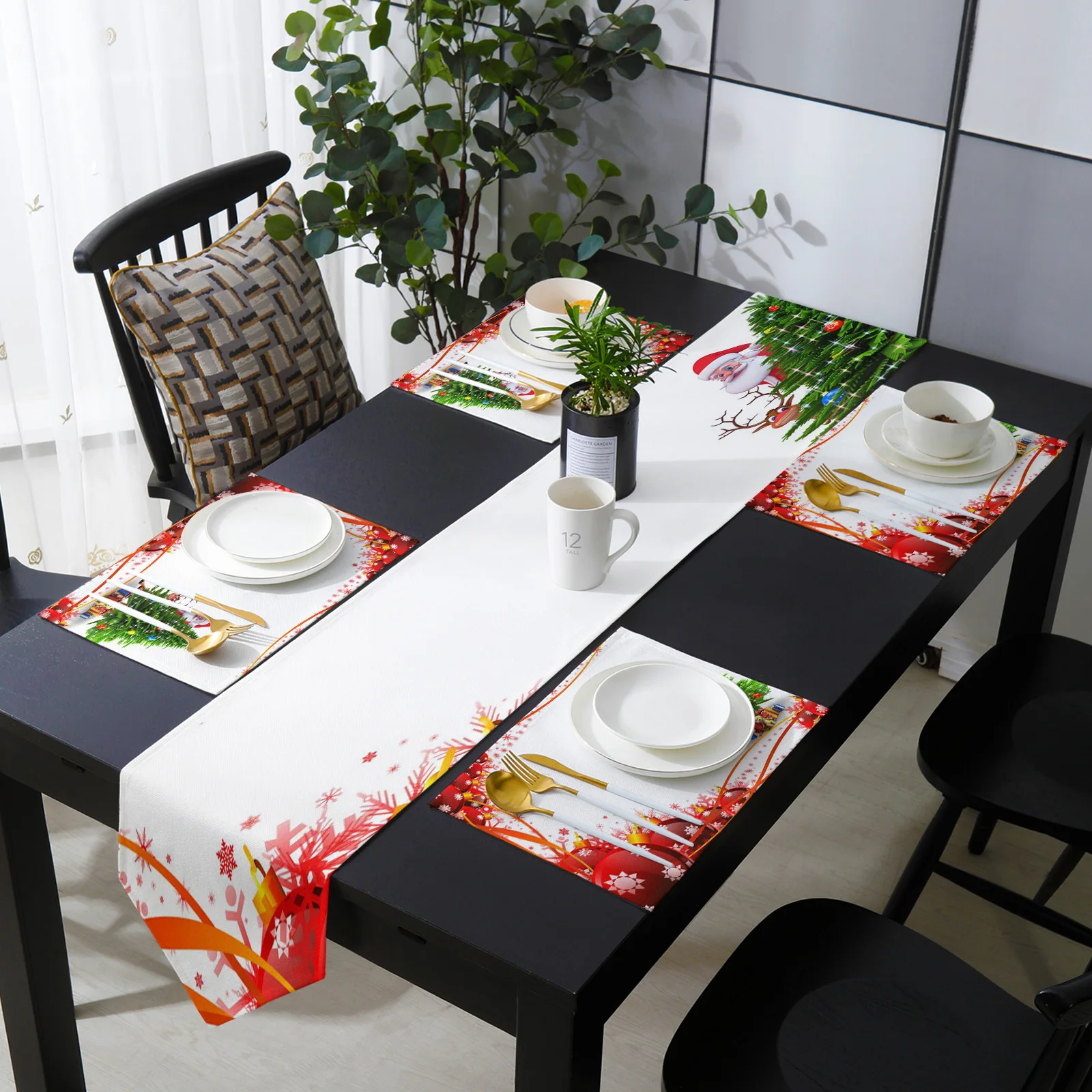 

Рождественские украшения подарок Санта Клаус Настольная дорожка для Кухня обеденный Настольная дорожка s коврики для дома вечерние Декор