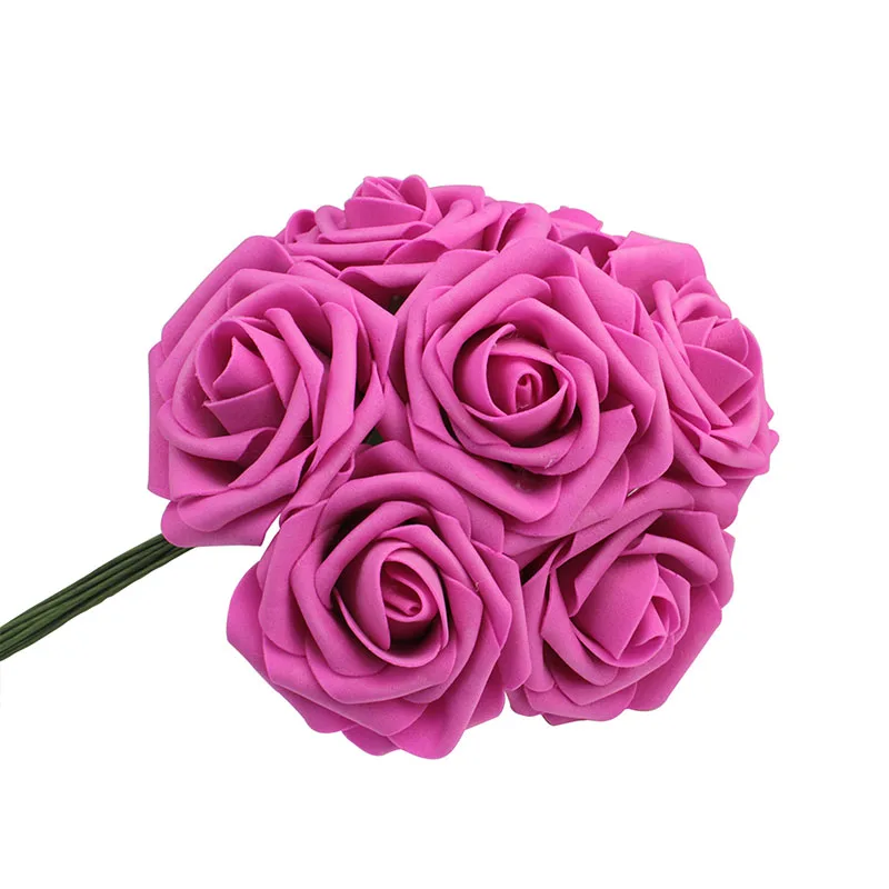 Rose Red 10 голов, искусственные розы, букет невесты на свадьбу, домашний декор, искусственные цветы - Цвет: Rose Red