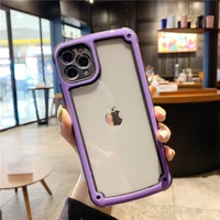 fall proof iphone 11 case transparent protective phone case colorful frame phone cover for iphone 12 78 plus xr xs
