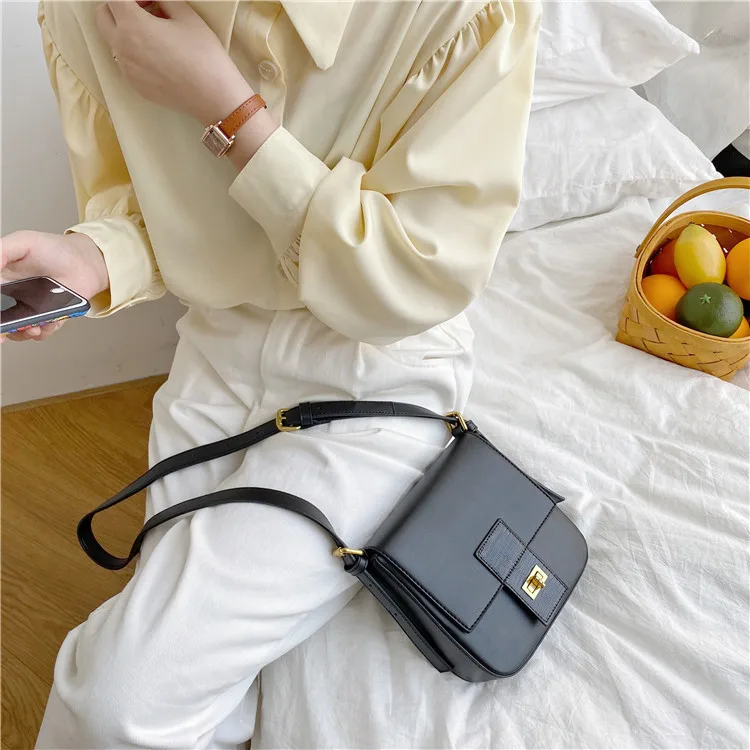 

Premium Buckle Female Small Square Bag Simple Ladies Shoulder Bag PU Leather Messenger Bag Niche Design Handbag Women Purses