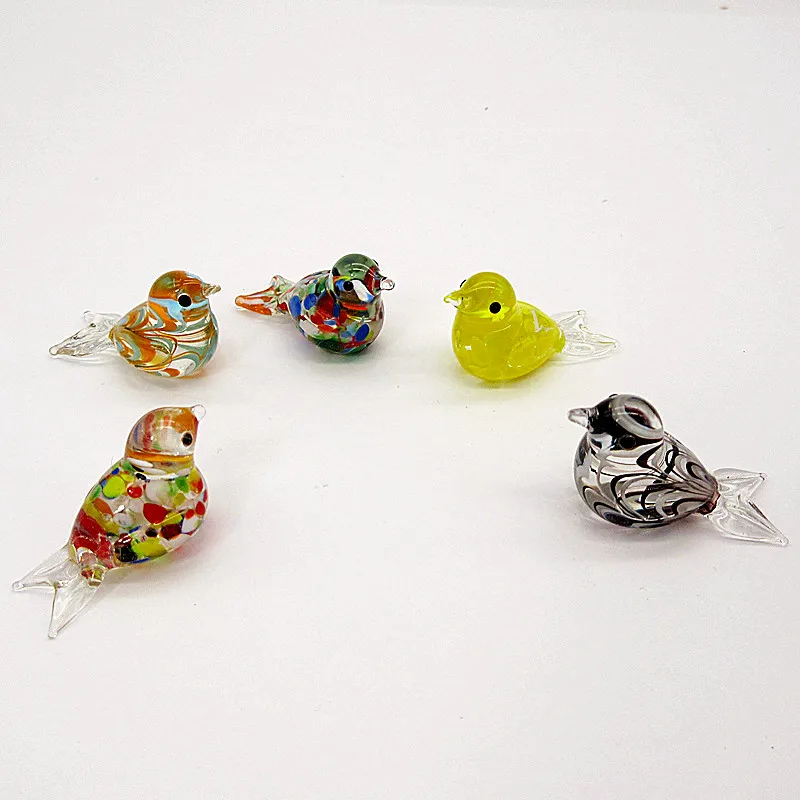 Custom New Handmade Mini Hook Wire Feather Design Glass Bird Figurine Easter Lovely Small Animal Ornament Home Decor Accessories | Дом и сад