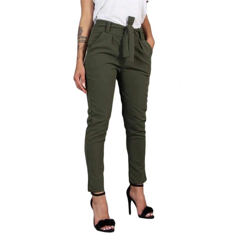

2019 Women High Waist Elastic Harem Pants Casual OL Lady Capris Trouser Women Solid Color Clothing Slim Pencil Pants