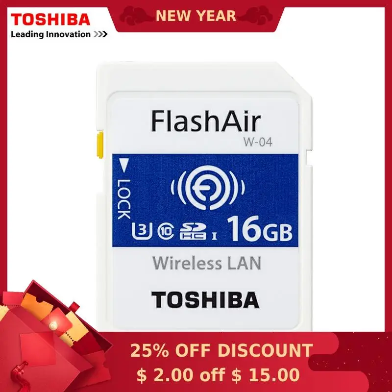 Карта памяти TOSHIBA FlashAir W 04 беспроводная LAN 16 ГБ Wi Fi sd карта U3 UHS класс скорости 3
