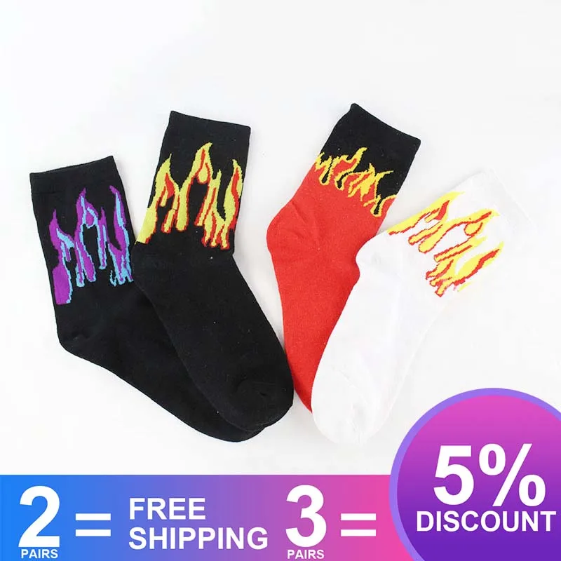 Мужские модные носки в стиле хип хоп хит продаж цвета огне с красным пламенем