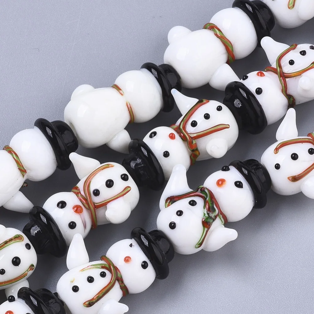 

Handmade Lampwork Beads Strands Snowman Santa Claus Bead for DIY Christmas Theme Bracelet Necklace Jewelry Making Accessories