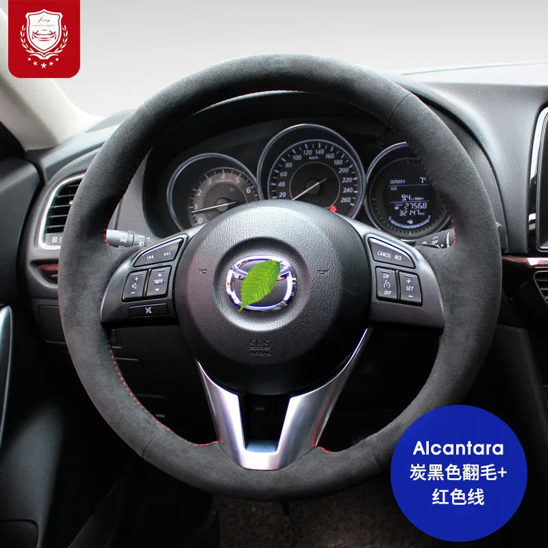 

Black Auto Alcantara Suede Hand-stitch Steering Wheel Cover For Mazda 6 Familia ATENZA Axela CX-4 CX-5 CX-8 CX-30 Accessories